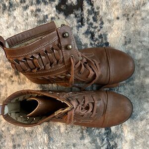 Brown Women's Combat Moto Boots